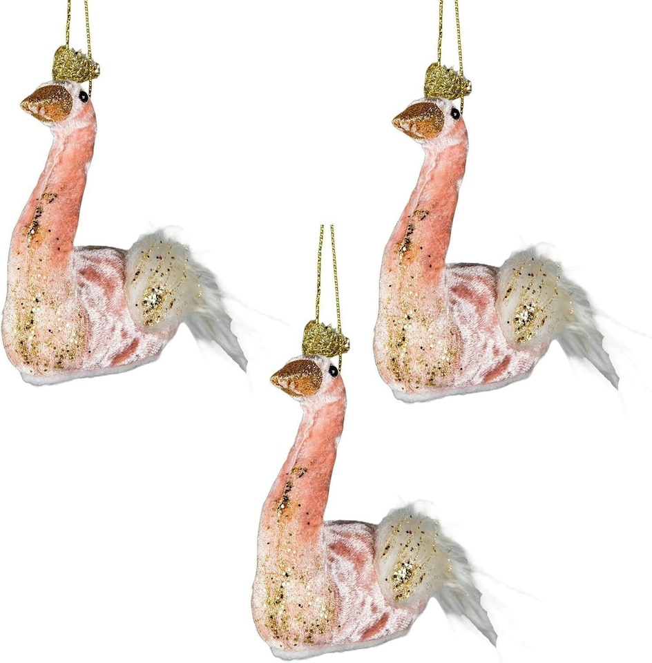 image 1 of Swan Pink 12x13cm - 3Pcs Christmas Hanging Decorations