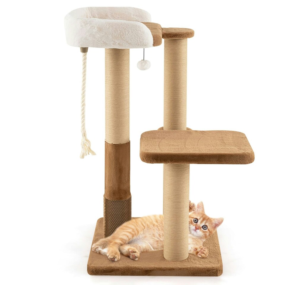 image 1 of COSTWAY Cat Tree 112cm Modern Kitty Tower w/Padded Perch