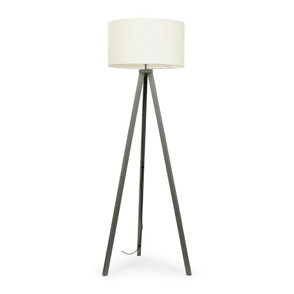 image 1 of ValueLights Barbro Grey Tripod Floor Lamp Cream Boucle Shade & Bulb