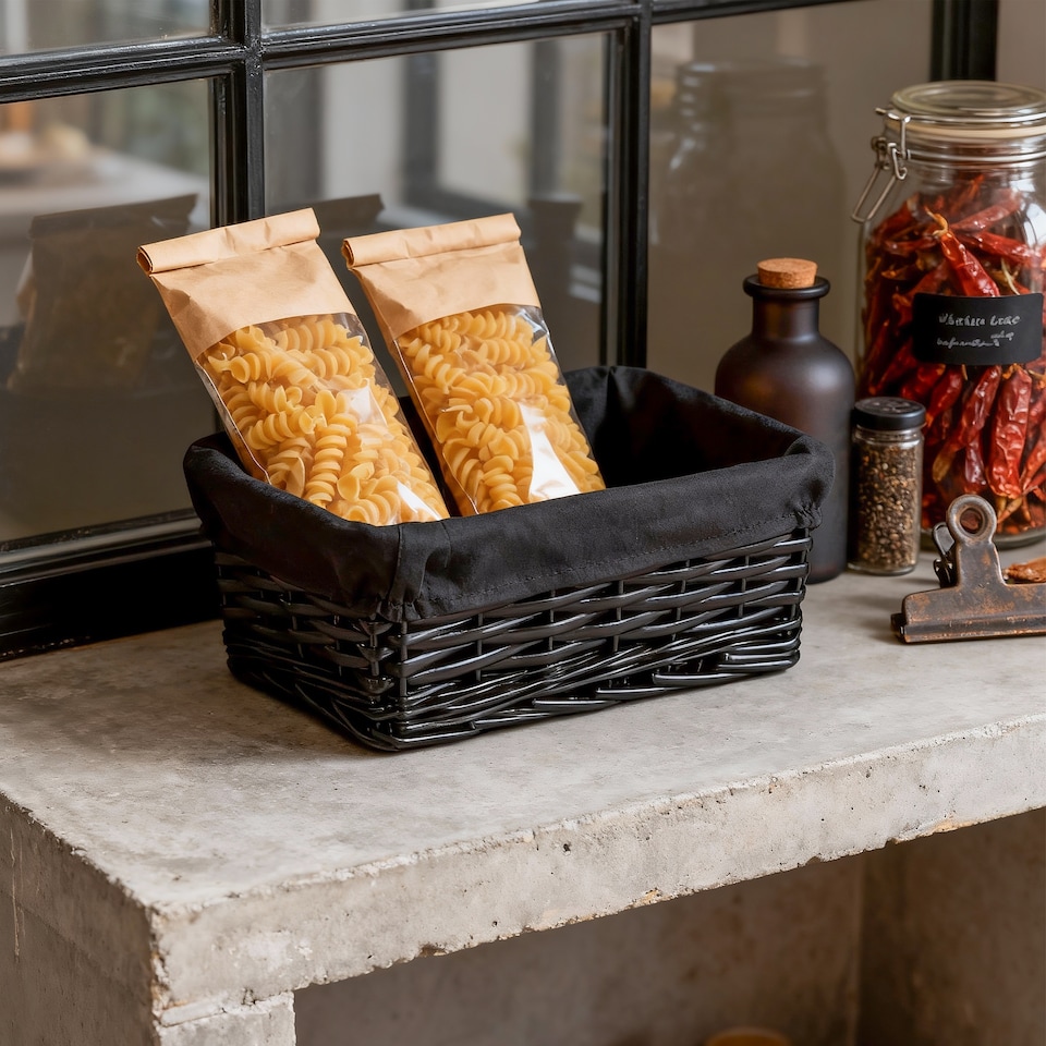 image 1 of Wickerfield Rectangular Wicker Storage Basket with Fabric Lining for Home Storage, Shelves & Gift Hampers