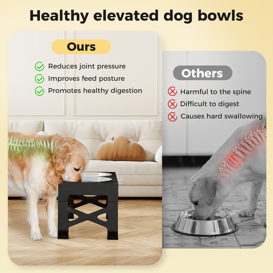 image 1 of Skylos Dog Raised Elevated Pet Feeding Bowls Stainless Steel Adjustable Stand
