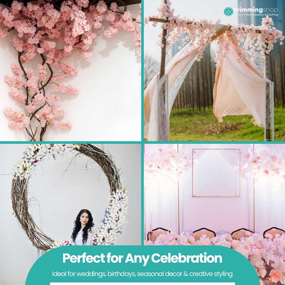 image 1 of 180cm Cherry Blossom Flower Garland, 144 Blooms with No Wire Hanging Flowers
