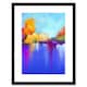 image 1 of Colourful Autumn Lakeside Forest Lake Landscape Painting 9x7" Black Framed Wall Art Print