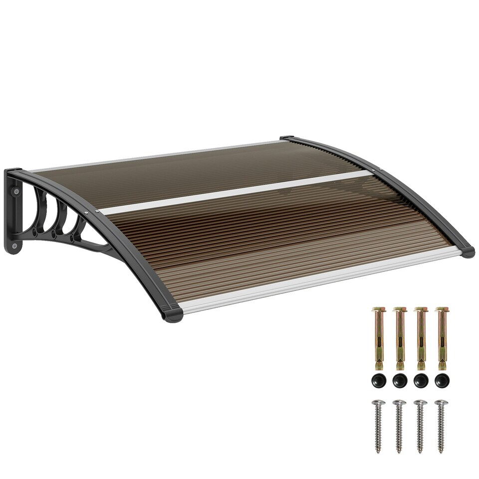 image 1 of Outsunny Outdoor Window Door Canopy with Awning Porch UV Water Cover Brown | Brown | Brown | 100 x 75 x 23 cm | 1