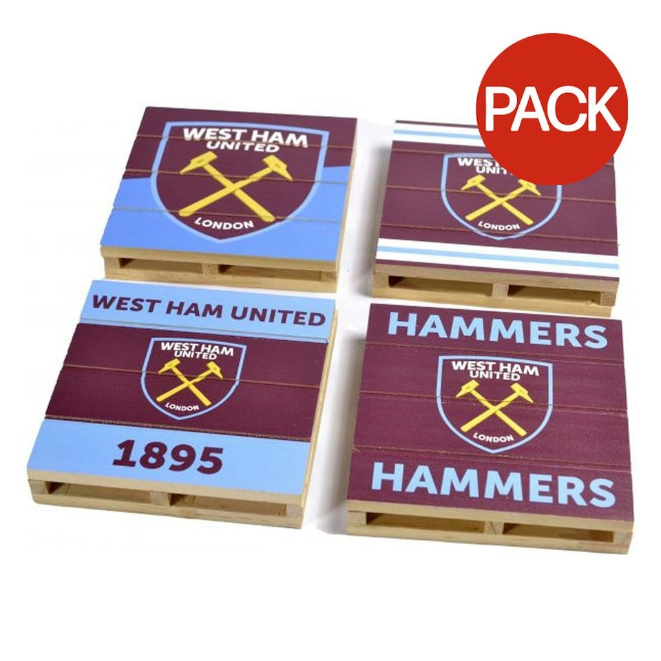 image 1 of West Ham United FC Pallet Coaster Set (Pack of 4) - Claret Red/Blue - One Size