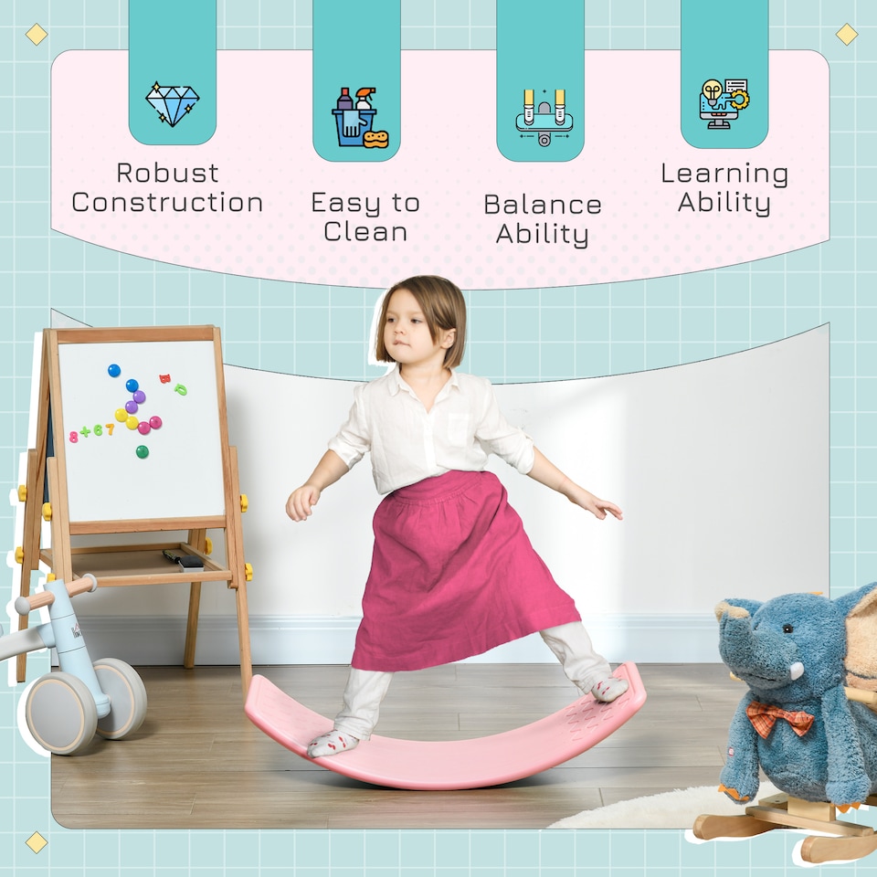 image 1 of ZONEKIZ Balance Board, Kids Wobble board for 3-6 Years, Pink