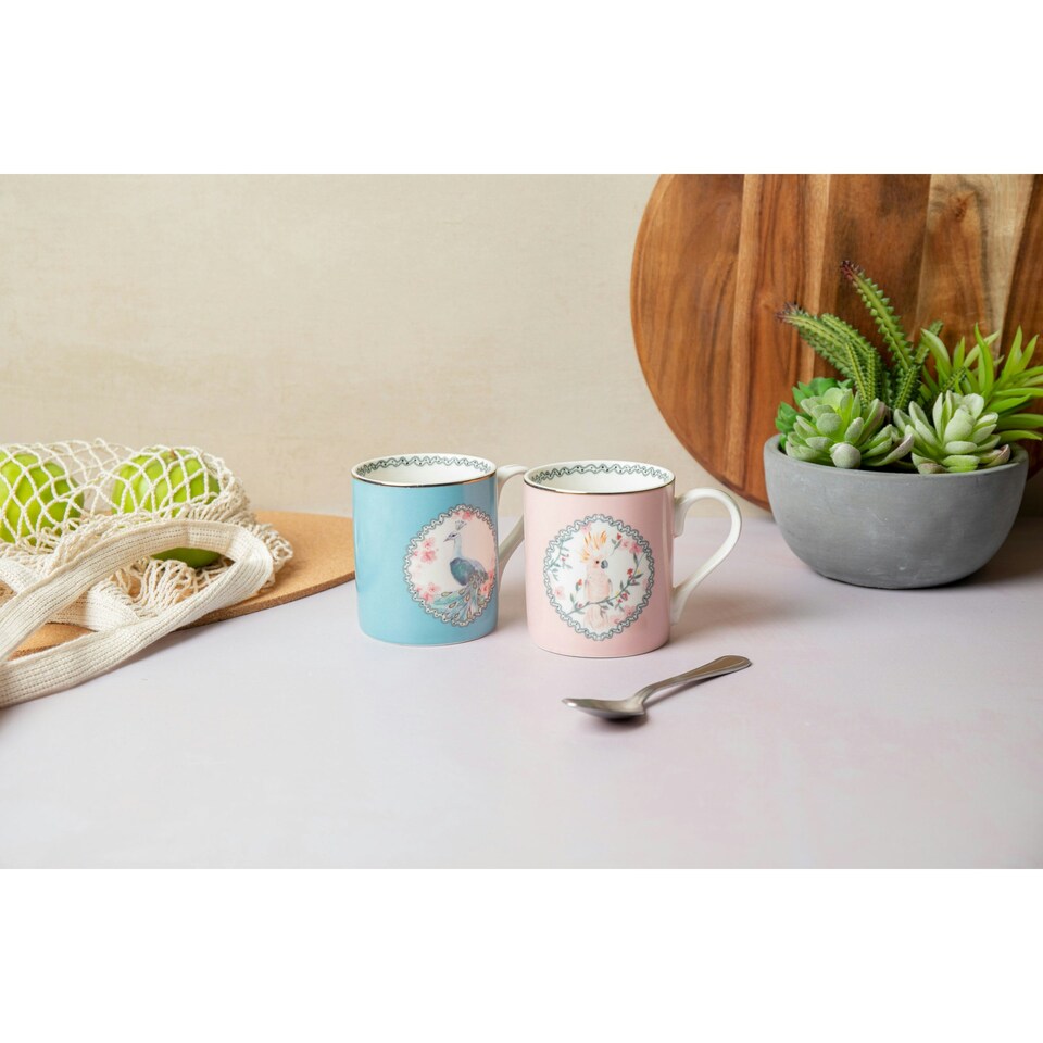 image 1 of Mikasa Peacock Straight-Sided Porcelain Mug, 280ml | Blue