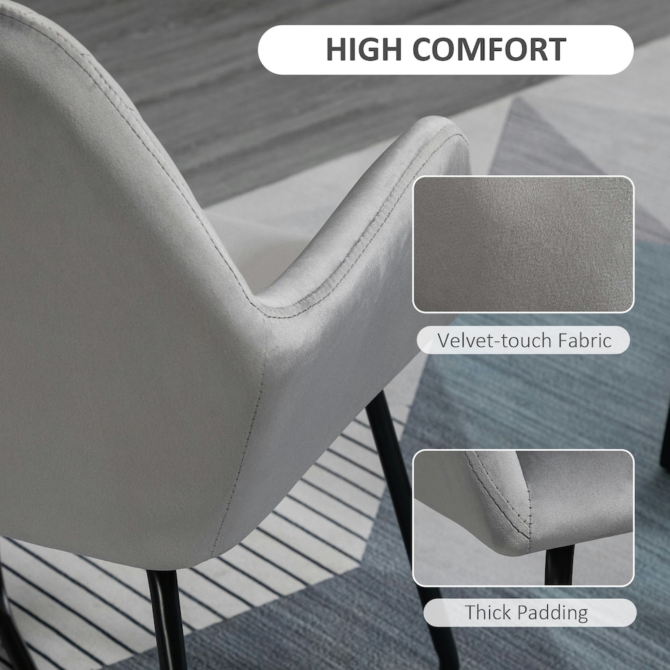 image 1 of HOMCOM Modern Accent Chair Velvet-Feel Upholstered Lounge Armchair Grey