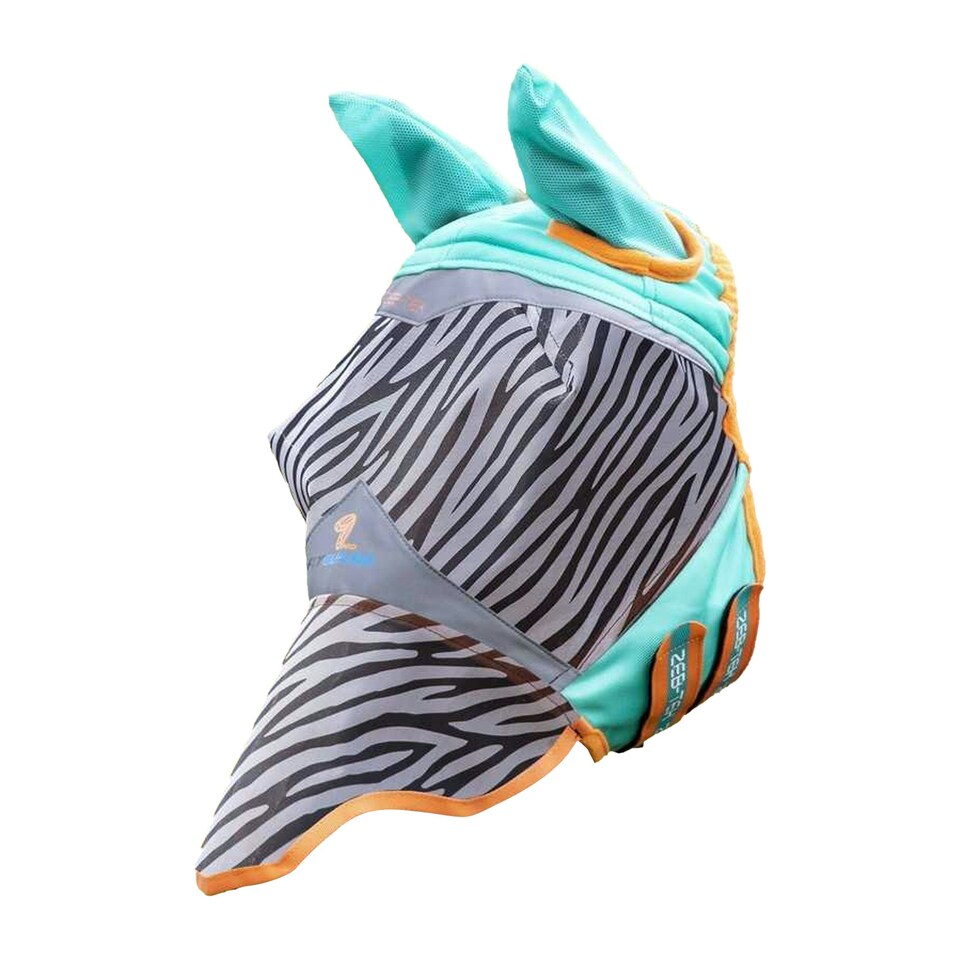 image 1 of Shires Zeb-Tek Horse Fly Mask - Black/White - Cob