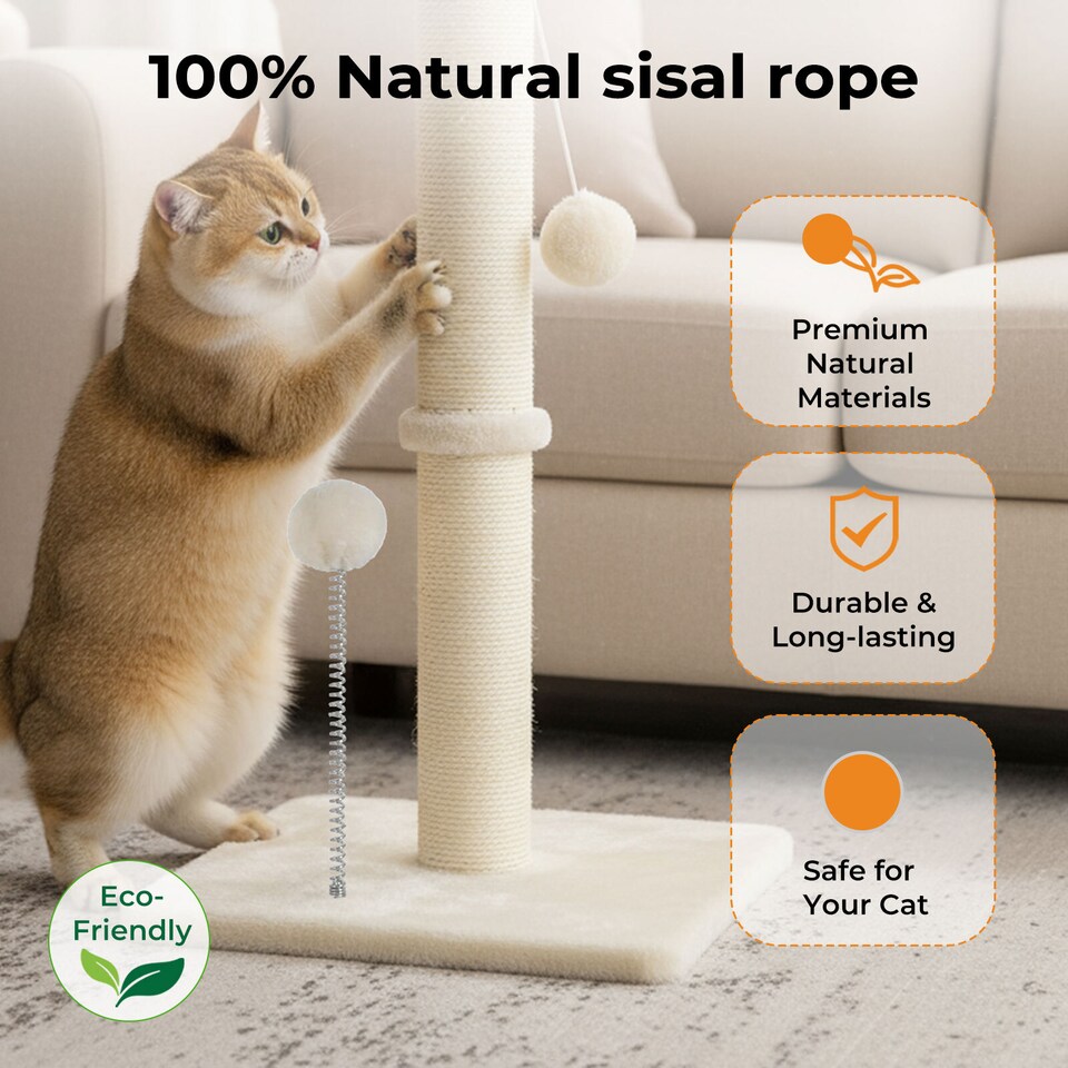 image 1 of Skylos 54cm Cat Scratching Post Natural Sisal Heavy Duty Scratcher Ball