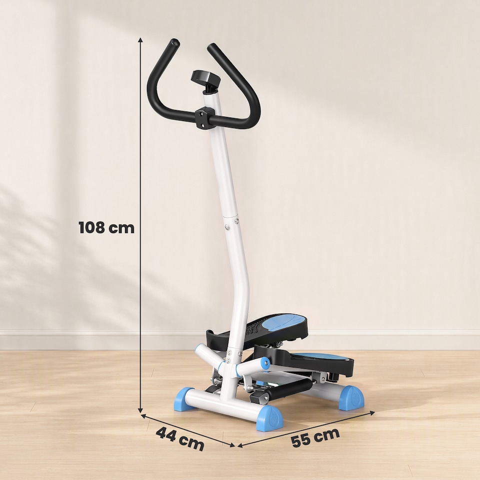 image 1 of HOMCOM Twister Stepper Step Machine with LCD Screen and Handlebars - Blue