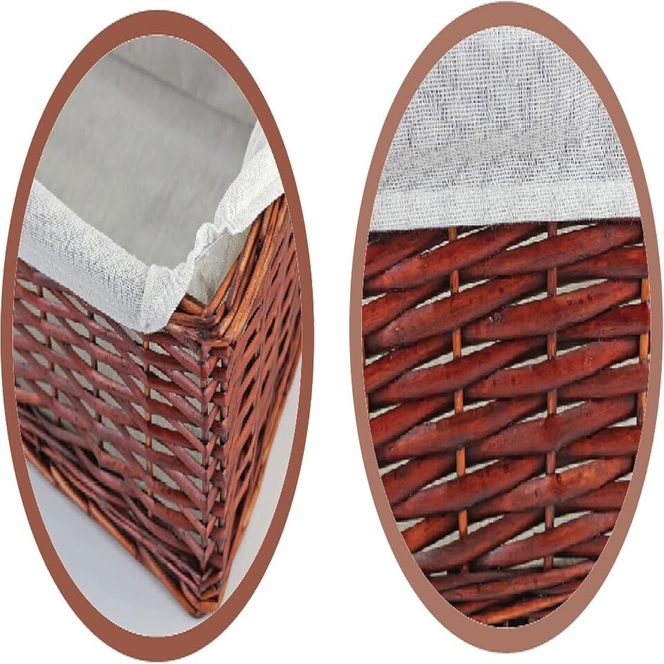 image 1 of Marco Paul Brown Set of 3 Wicker Storage Baskets Organising Baskets Brown