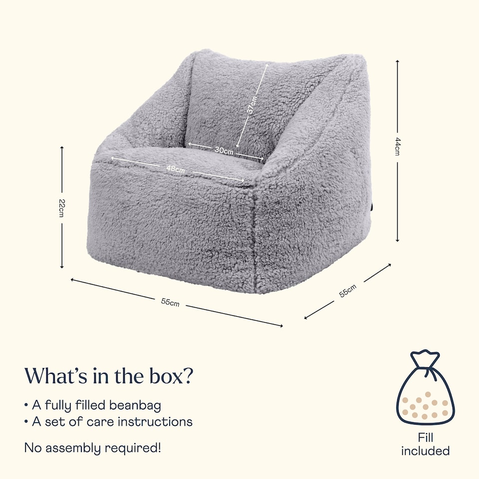 image 1 of Kids Teddy Bear Armchair Bean Bag Grey Childrens Bean Bags | Grey | Grey | M | 1