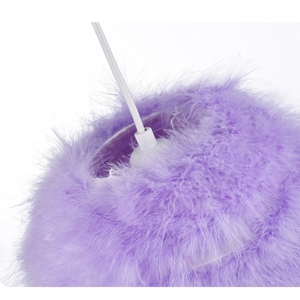 image 1 of Modern and Chic Small Real Soft Lilac Feather Decorated Pendant Lamp Shade | Purple