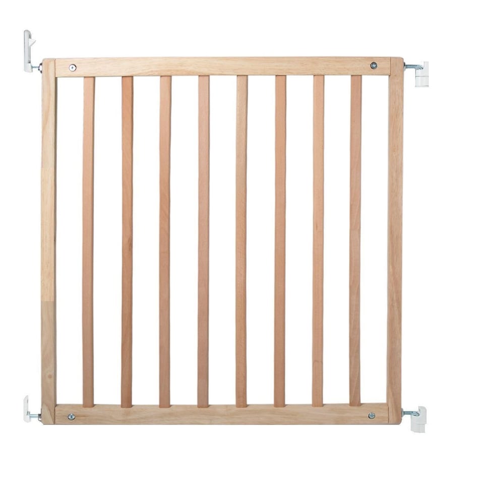 image 1 of Safetots Simply Secure Wooden Gate, 72cm - 79cm, Natural, Wooden Stair Gate, Screw Fit Baby Gate, Safety Barrier