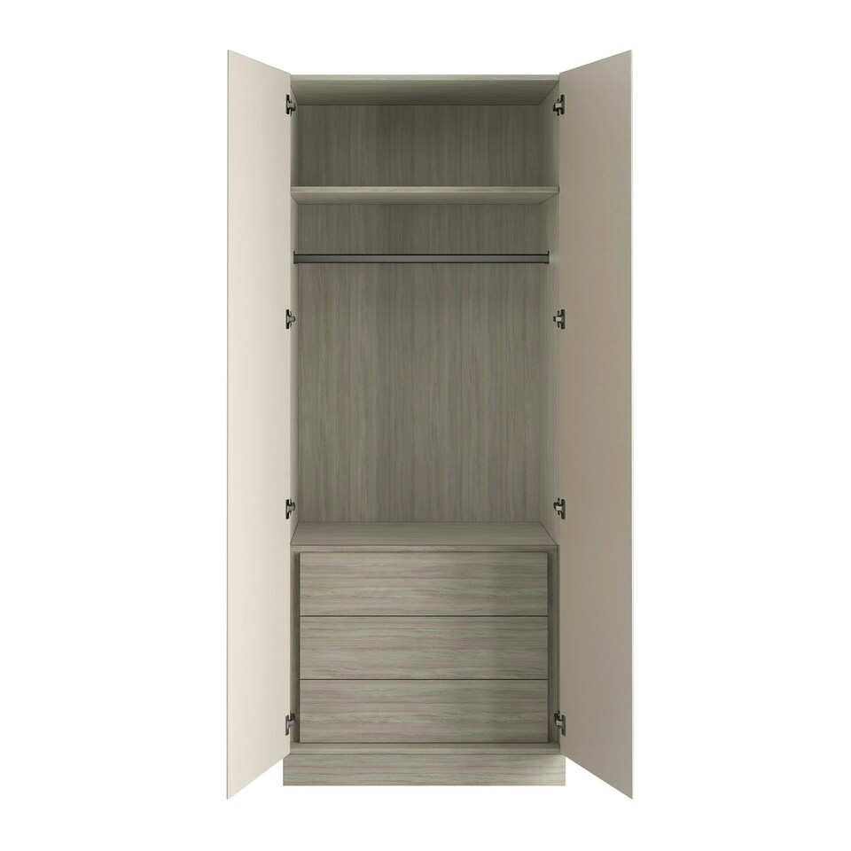 image 1 of J-Pull Handleless Cashmere Double Wardrobe with Single Rail & Internal Drawers Brown | Beige