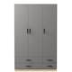image 2 of 3 Door 4 Drawer Wardrobe With Hanging Rail And Storage Shelf | Brown | Oak Carcass & Grey Door | 1