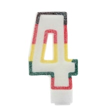 Apac Glitter 4th Birthday Candle - Multicoloured - One Size