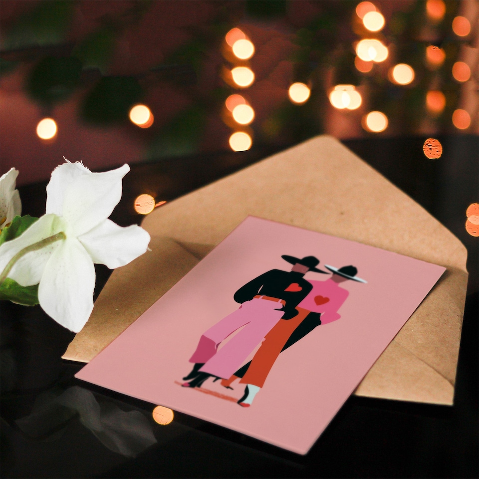 image 1 of Fashionista Cowgirls Modern Graphic Illustration Valentine's Day Card