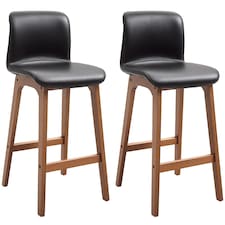 HOMCOM Modern Wood Bar Chairs Kitchen Cafe Stools Dining Barstool Brown