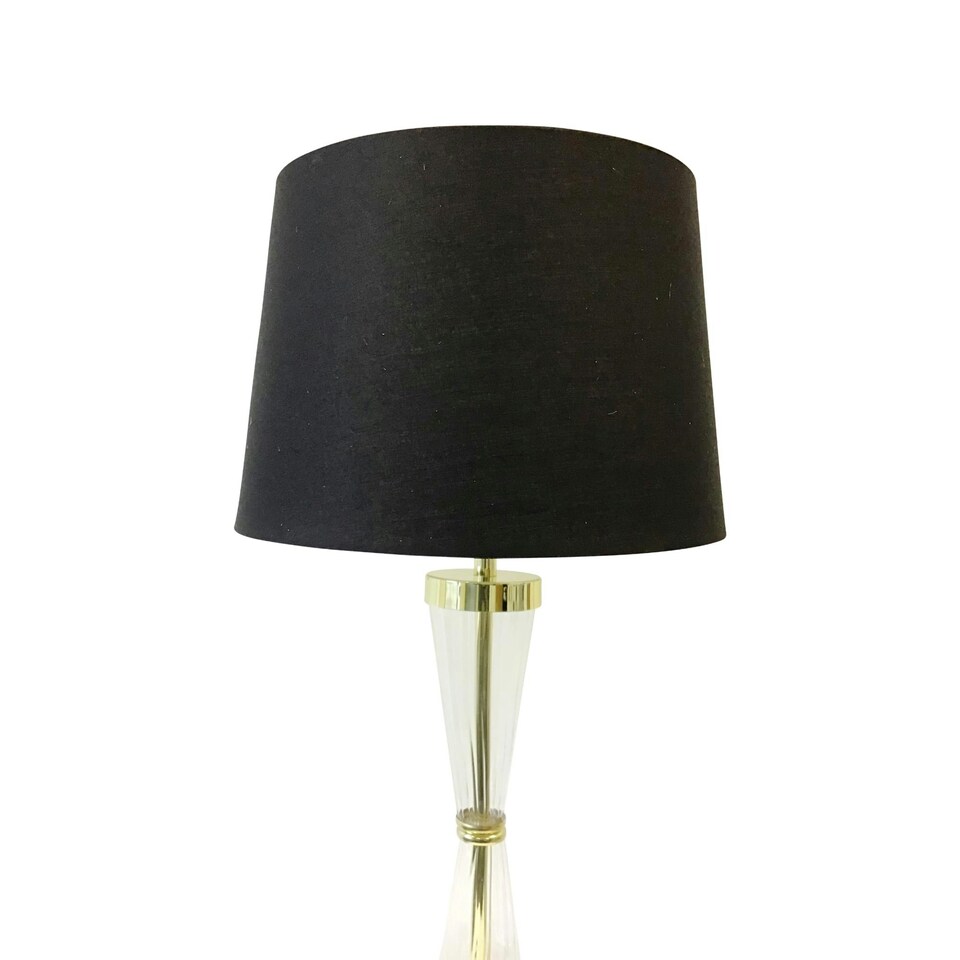 image 1 of Set of 2 Gold Touch Lamps with Black Cotton Shades Gold | Black