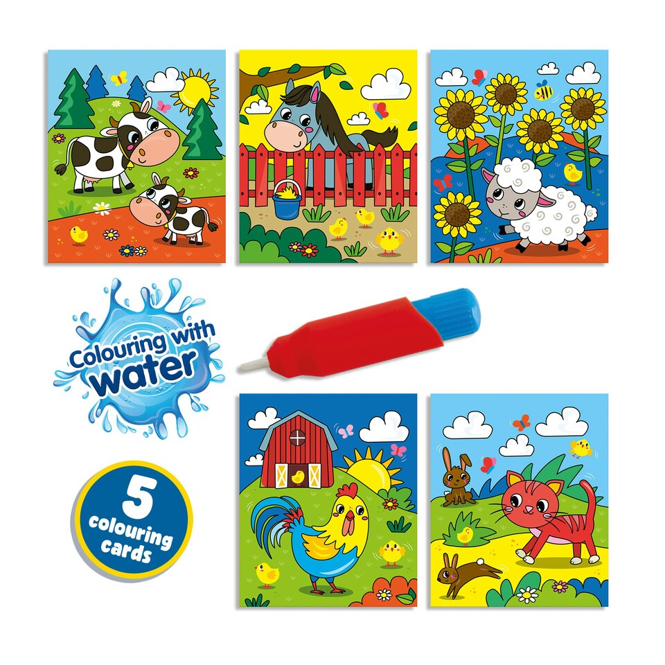 image 1 of SES Creative Colouring with Water Book with Water Brush - Farm