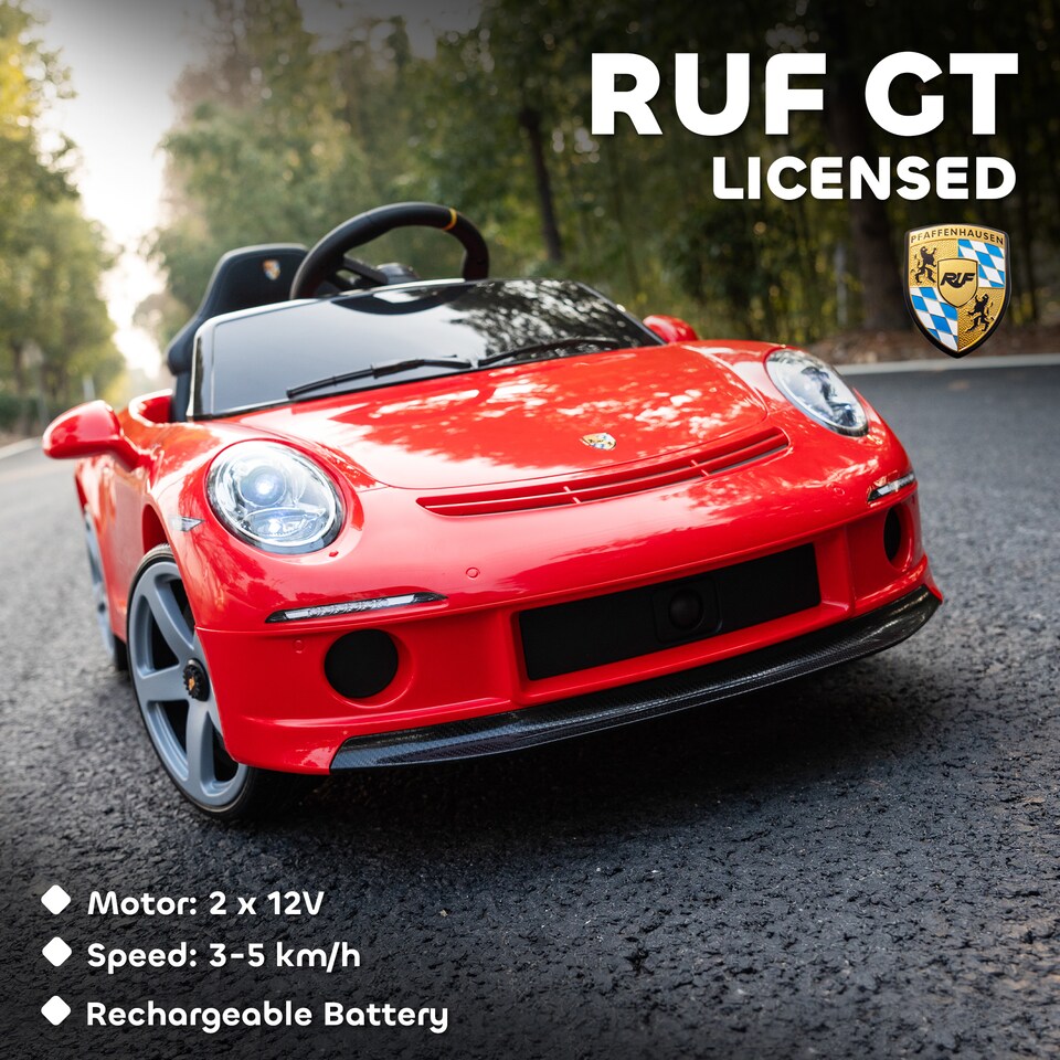image 1 of AIYAPLAY Electric Car for Kids 12V Licensed RUF GT for 3-5 Years, Red