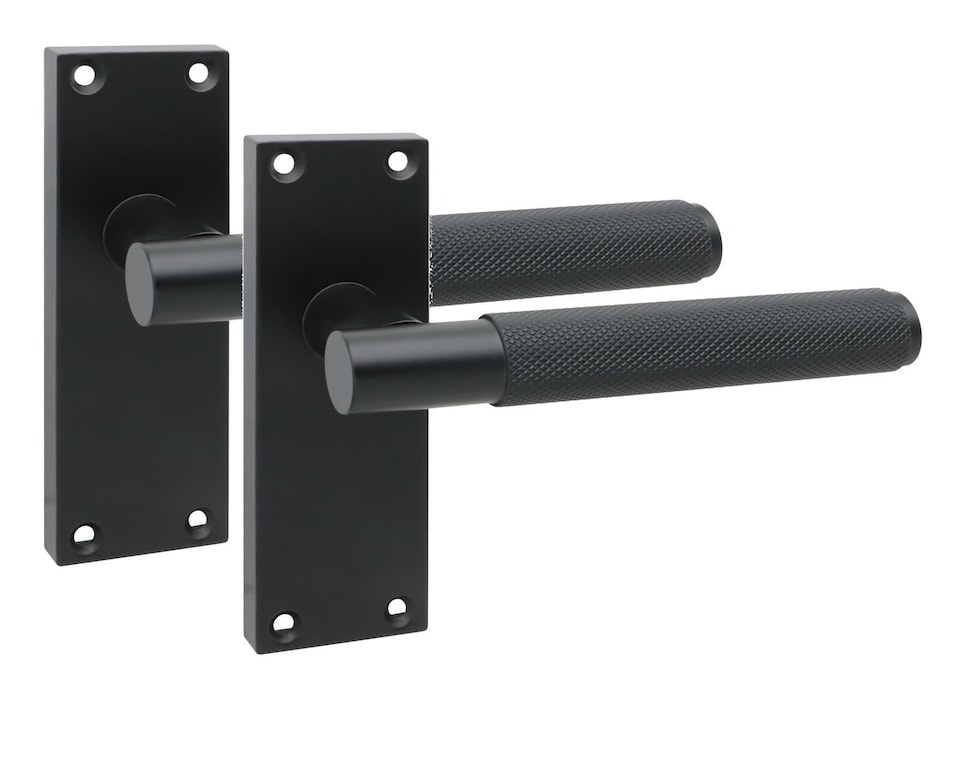 image 1 of Golden Grace 6 Pair Victorian T-Bar Knurled Door Handle Matt Black Finish with Spindle and Screws - 120 x 40mm