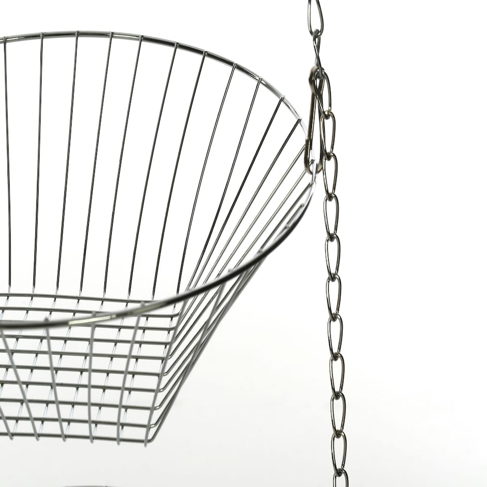 image 1 of Interiors by Premier 3 Tier Chrome Hanging Baskets, Space-Saving Storage For Fruit, Veg Or Kitchen Essentials, Durable Wire Silver