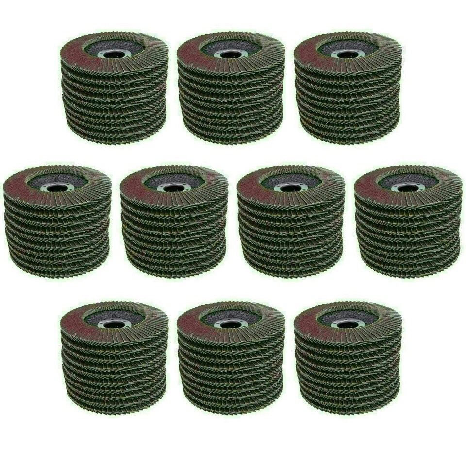 image 1 of 100 x Flap Discs 80 Grit Angle Grinder 4.5" (115mm) Flat Sanding Grinding AU014