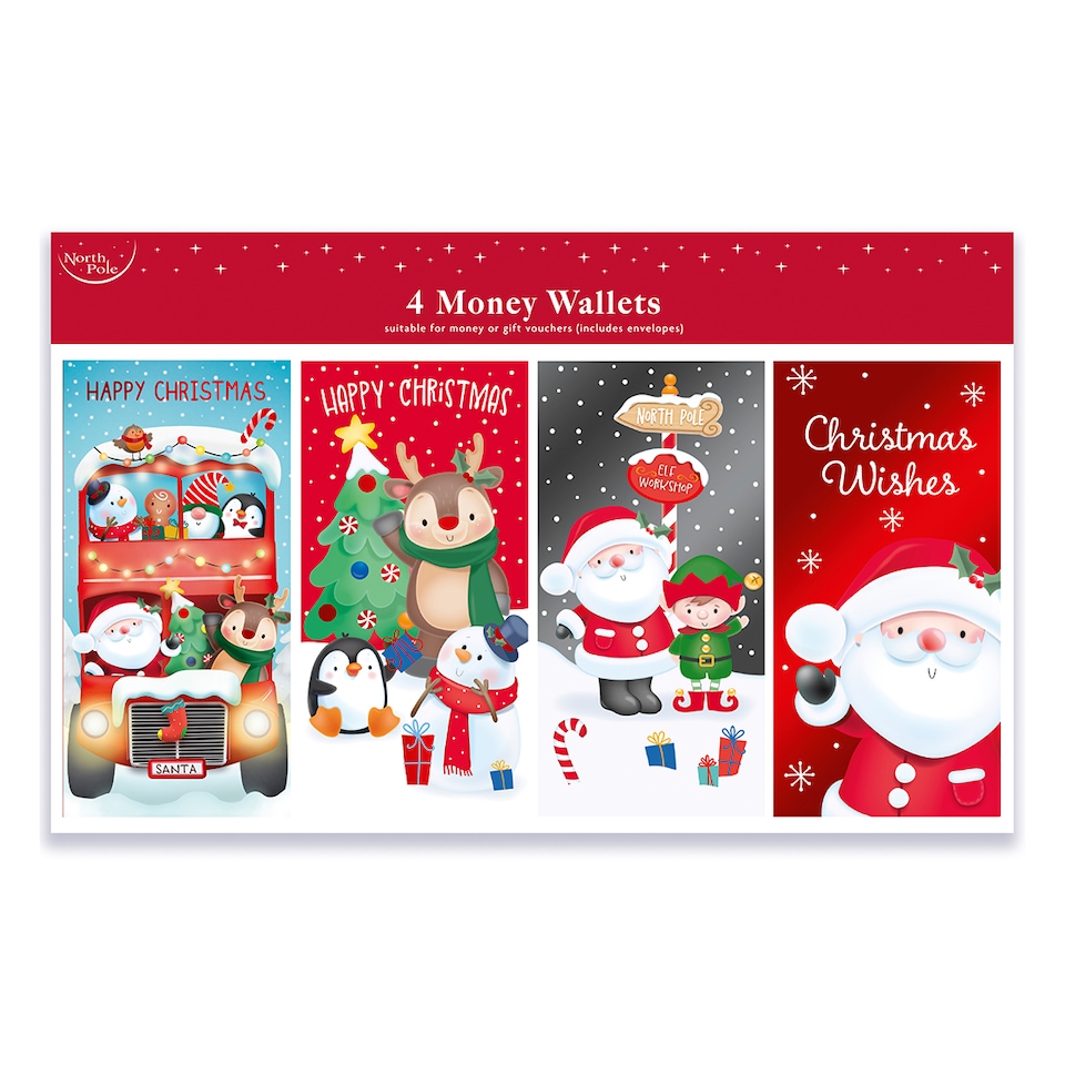 image 1 of Cute Christmas Characters Money Wallets - Pack of 4