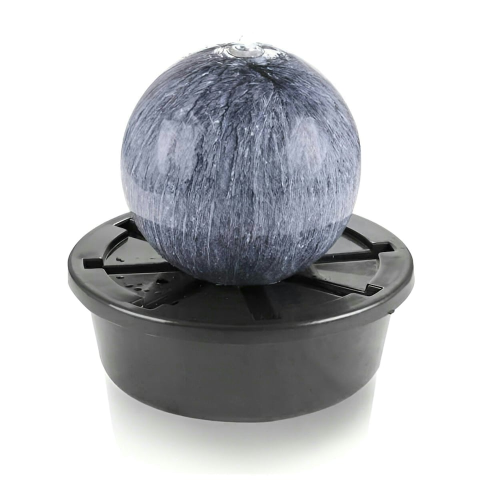 image 1 of Primrose Echo Falls Marble Sphere Stainless Steel Water Feature with LEDs 50cm