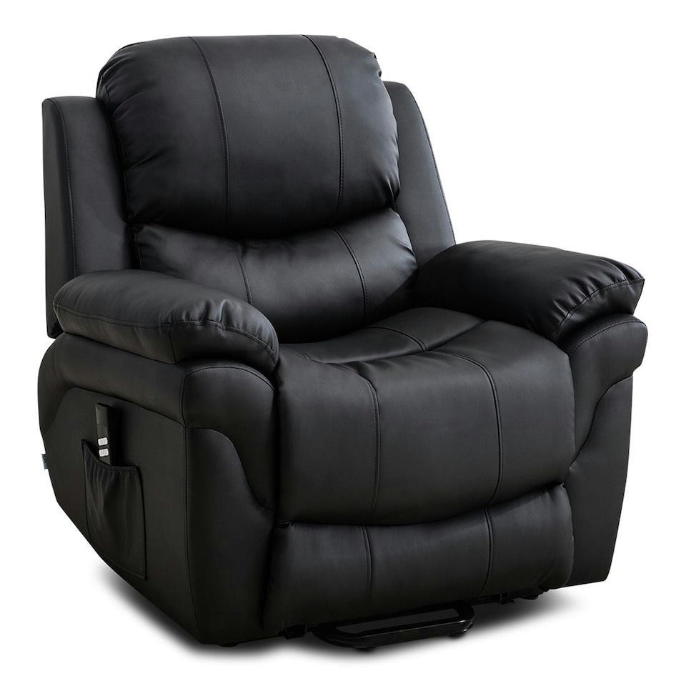 image 1 of Madison Dual Motor Electric Rise Recliner Bonded Leather Lift Chair (Black)