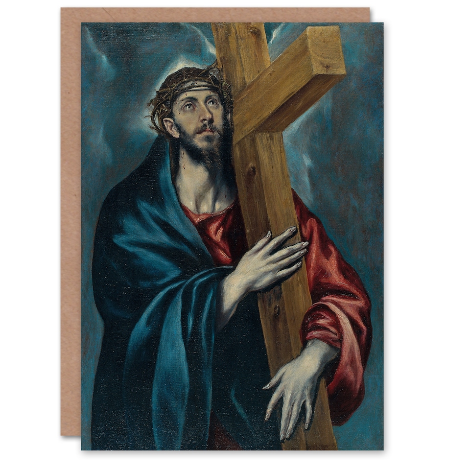 image 1 of El Greco Art Card Jesus Christ Carrying The Cross Blank Greeting Card