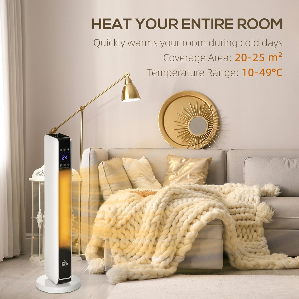 image 1 of HOMCOM 2200W Indoor Tower Space Heater 10-49°C Timer  Thermostat Oscillating