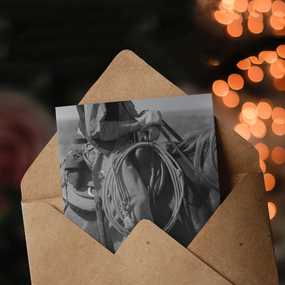 image 1 of Russell Lee Cowboy Regalia and Equipment Photograph Art Greeting Card