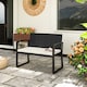 image 2 of Outsunny 2 Seater Rattan Garden Bench, Outdoor Bench with Cushion, PE Wicker Garden Loveseat with Armrests, Galvanised Steel Frame for Patio, Park, Black