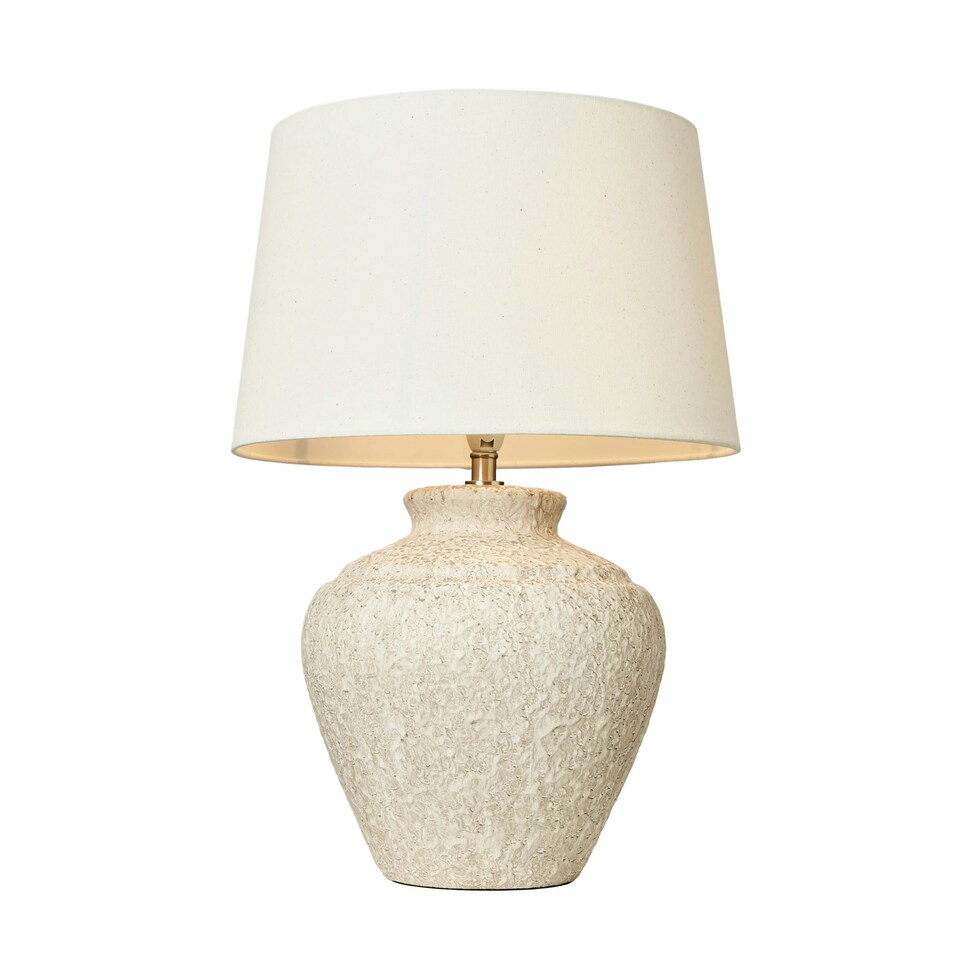 image 1 of BHS Flora Stone Effect Table Lamp, Natural | Cream | Natural