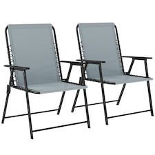 Outsunny Folding Garden Chairs, Outdoor Chairs Set of 2, Light Grey | Grey | Light Grey | Not provided