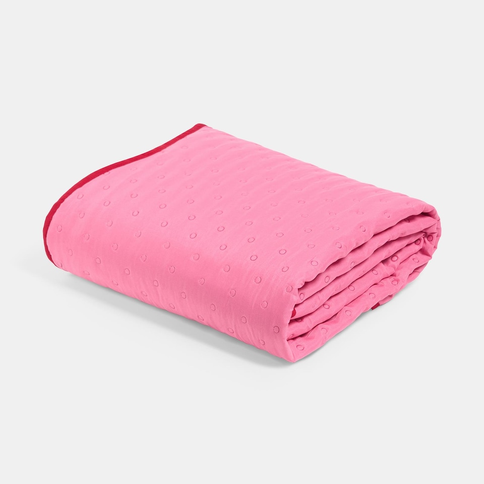image 1 of OHS Scallop Edge Quilted Throw Lightweight Blanket Bedspread | Pink | Pink/Red | One Size