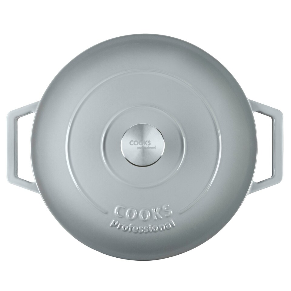 image 1 of Cooks Professional Cast Iron Casserole Set of 2 | 20cm and 28cm | Enamelled Inside and Out | Graduated Grey