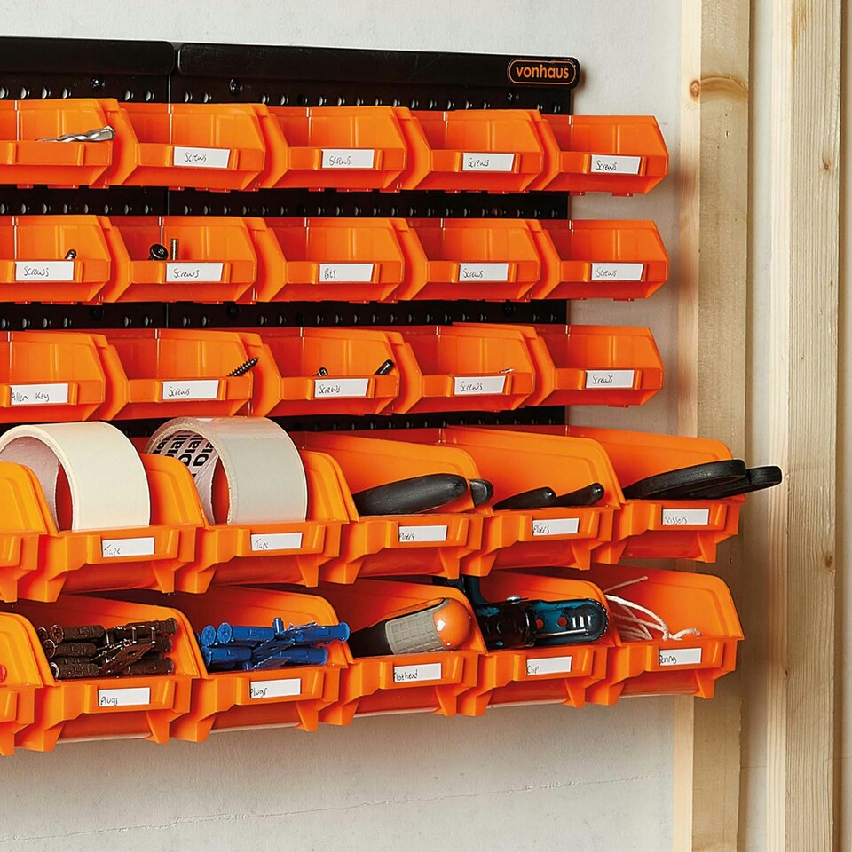 image 1 of VonHaus 30pcs Wall Mount Storage Organiser Bin for Garage