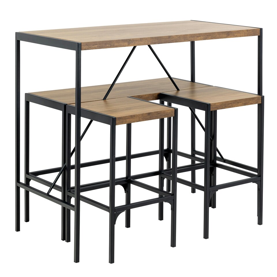 image 1 of Bahamas Bar Table Set and Black and Oak