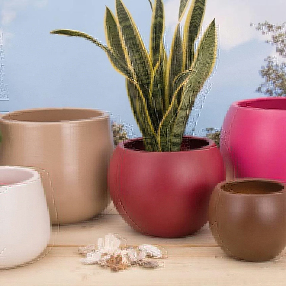 image 1 of Verano Spanish Ceramics Epoxi Cylinder Plant Pot - 29cm Beige N/A