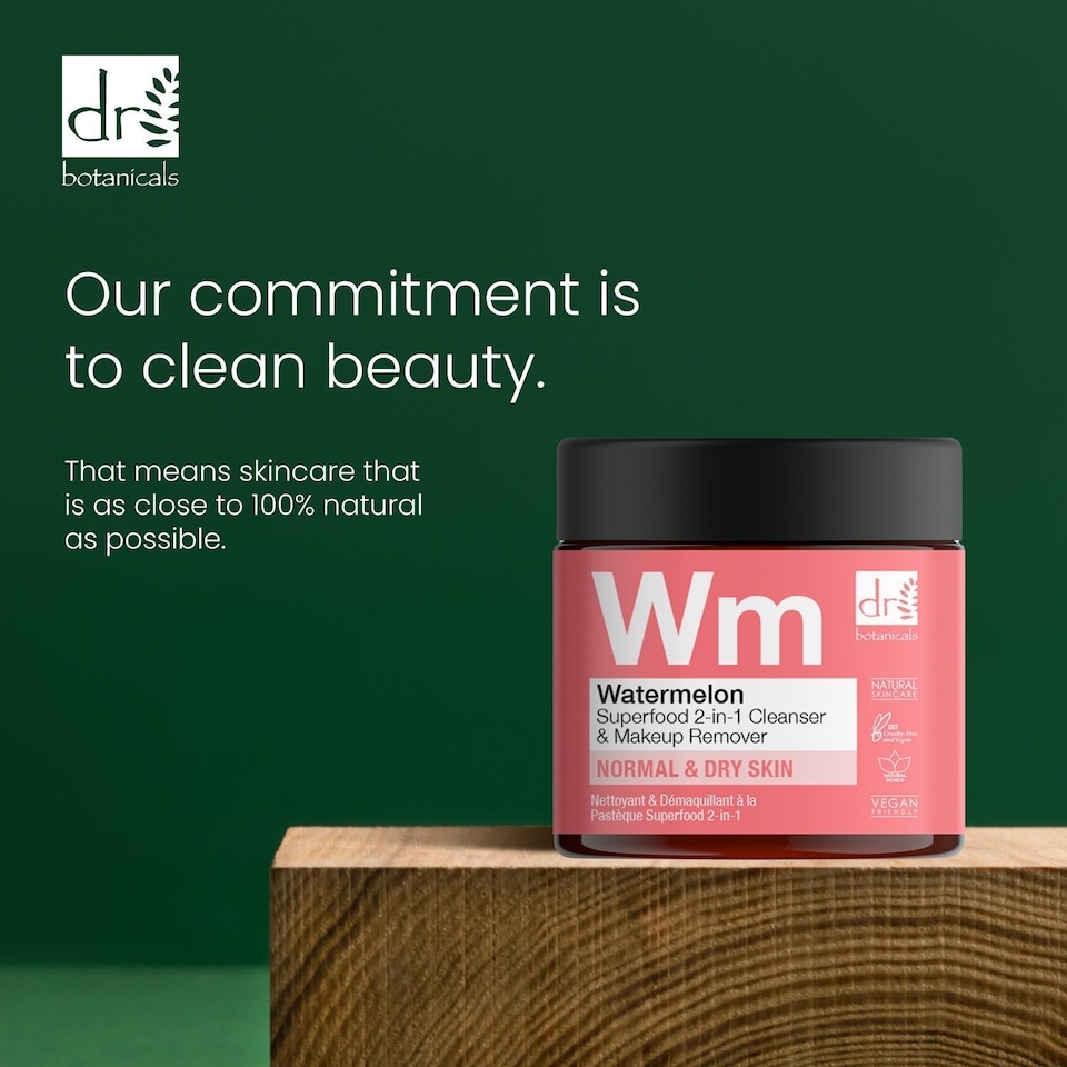 image 1 of Dr Botanicals Watermelon Superfood 2-In-1 Cleanser & Makeup Remover 60ml x 2 Duo Pack