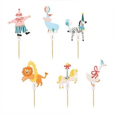 Circus Cupcake Food Pick Toppers - Pack of 6