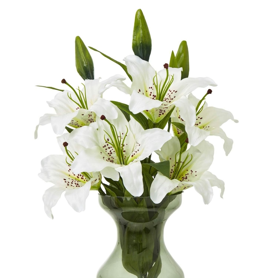 image 1 of Hill Interiors Madonna Lily Artificial Flower Spray - White - One Size