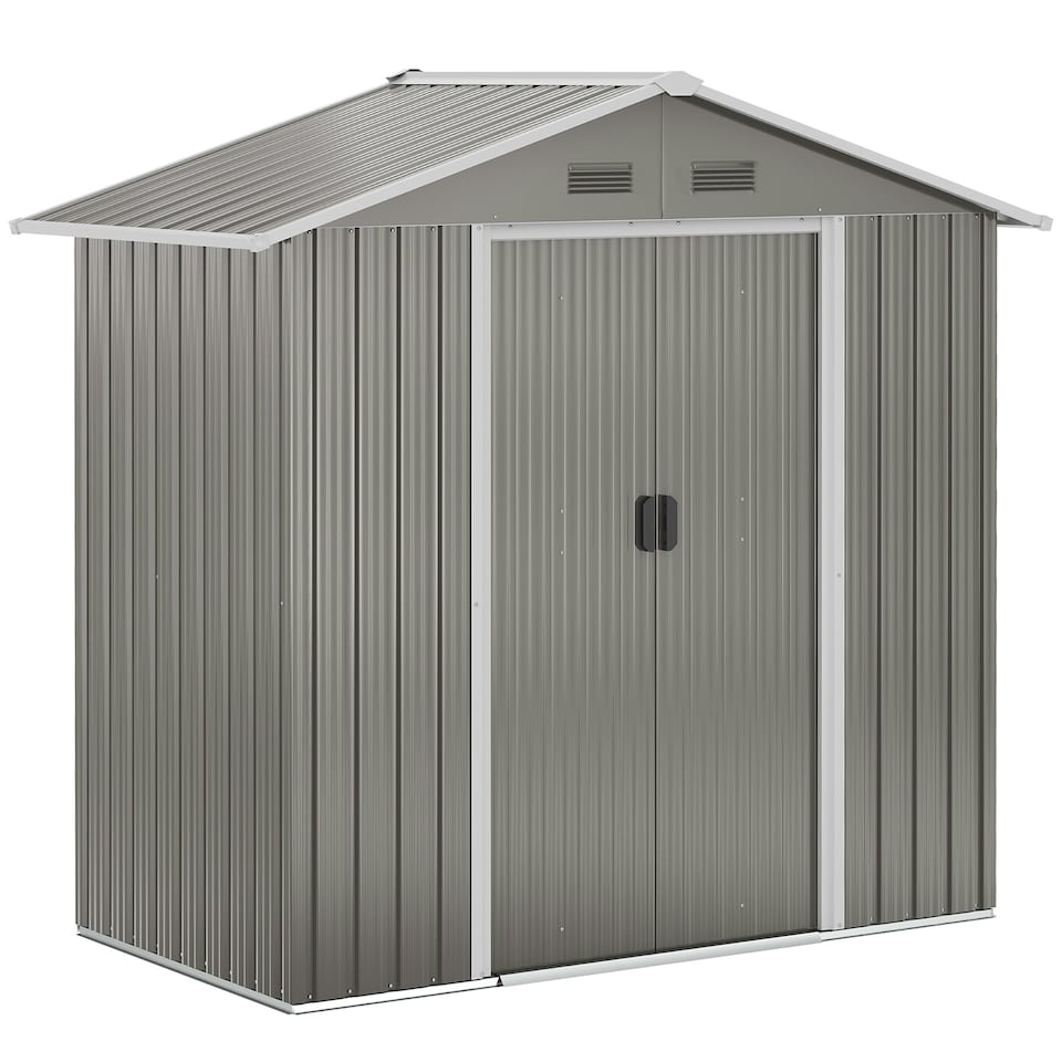 image 1 of Outsunny 6.5x3.5ft Metal Garden Shed for Garden and Outdoor Storage, Grey
