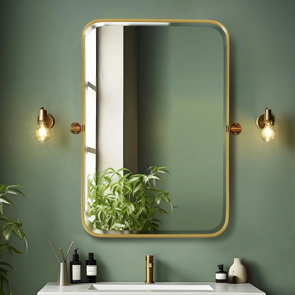 image 1 of Living and Home Modern American Metal Decorative Wall Mounted Mirror - 70*92cm Gold