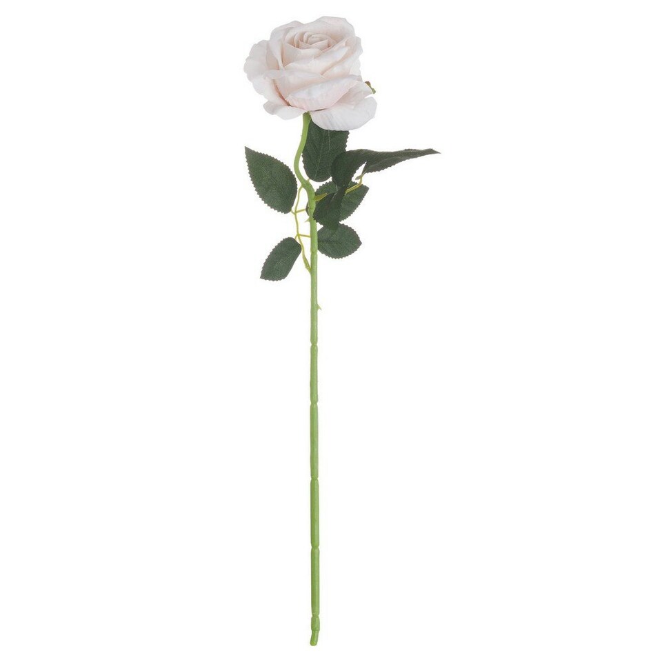 Hill Interiors Artificial Single Stem Tea Rose - Pink Cream - 53cm